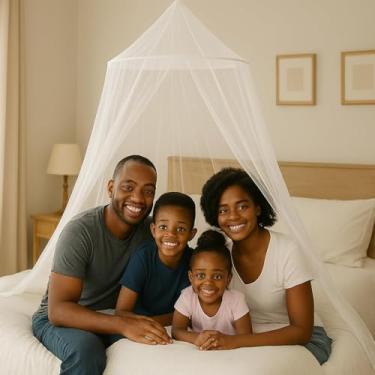 Imagem de Tela Mosquiteiro de Teto para Berço, Cama Casal e Solteiro, Proteção Contra Insetos, Fácil de Instalar, Transportar Segurança para Família, Durma Tranquilo
