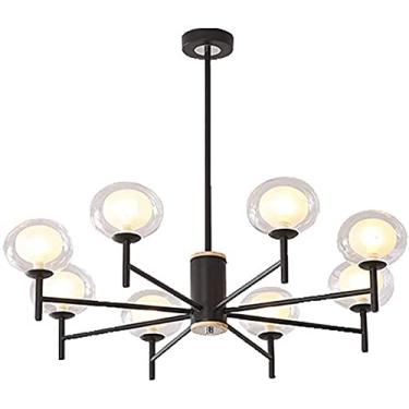 Imagem de Luminária de parede elegante lustre preto, bola de vidro industrial moderna durante a iluminação luminária de teto compatível com sala de estar de jantar - lâmpada preta de 9 cabeças para decoração de