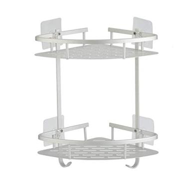 Imagem de AKALNNB Prateleiras de banheiro prateleira de vidro de parede dupla canto prateleira de parede armazenamento triângulo cesta para banheiro banheiro pele