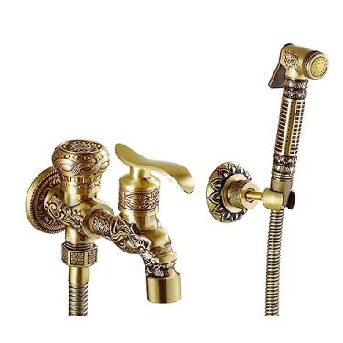 Imagem de ifgswopq Suporte de parede de pulverizador de bidê, antigo, pulverizador de bidê para viagens de banheiro, kit de pulverizador de bidê portátil, descarga pressurizada de vaso sanitário de cobre