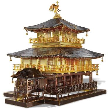 Imagem de Quebra Cabeças 3D em Metal para Adultos, Tema Templo Dourado Kinkaku-ji com 369 Peças, Piececool