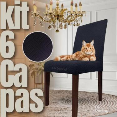 Imagem de Kit 6 Capas de Cadeira Linha Gold Anti Gato Egípcia - Preto - OK Darli