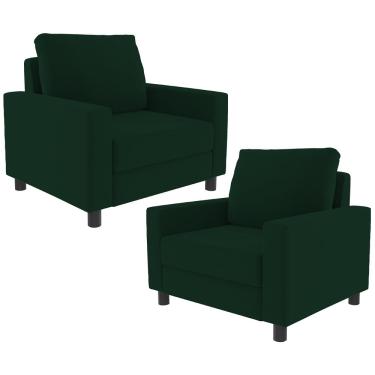 Imagem de Kit 02 Poltronas Decorativas Para Sala De Estar E Recepção Malta L02 Suede Verde Musgo - Lyam Decor