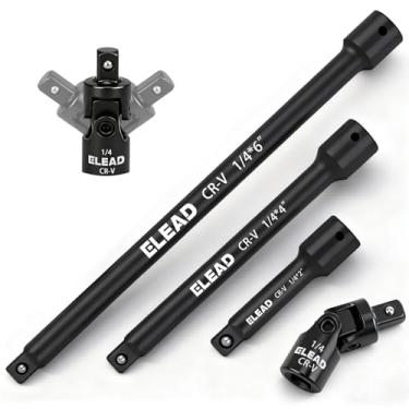 Imagem de Conjunto de barra de extensão de soquete de acionamento de 4 peças, conjunto de extensão profissional de 2, 4, 15 cm, soquete de junta universal de 1/10.2 cm, extensor de chave de aço Cr-V premium