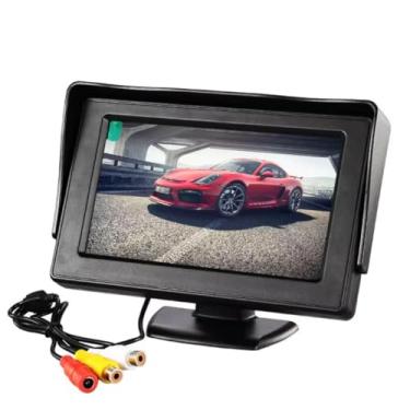 Imagem de Monitor de carro TFT colorido de 10 cm com resolução de 480 x 272 + monitor de sistema de espelho retrovisor de carro, mini monitor para carro/automóvel