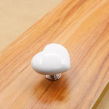 Imagem de Empurrador de botão de vaso sanitário em forma de coração, botão universal de descarga de vaso sanitário com acabamento galvanizado sólido, tampa de substituição para banheiro (branco)