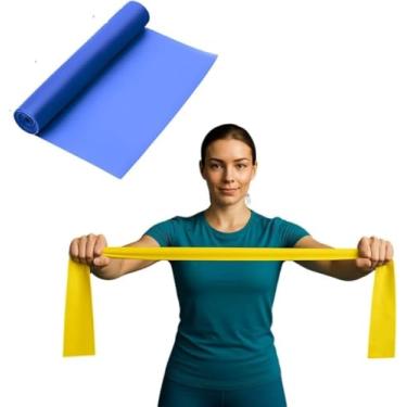 Imagem de Kit 2 Faixas Elásticas para Exercícios, Fisioterapia, Pilates, Musculação, Alongamentos, Treino em Casa, Alta Resistência
