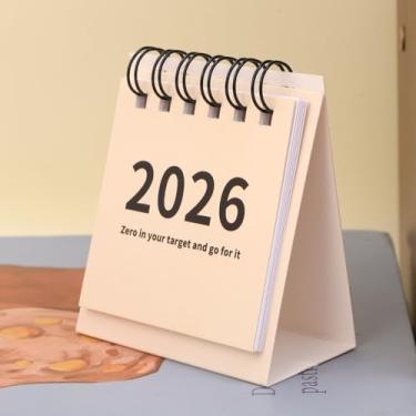 Imagem de Mini calendário de mesa 2026, agenda diária rasgável, agenda de mesa, organização diária, lista de tarefas 2026, calendário de bobina para casa, branco
