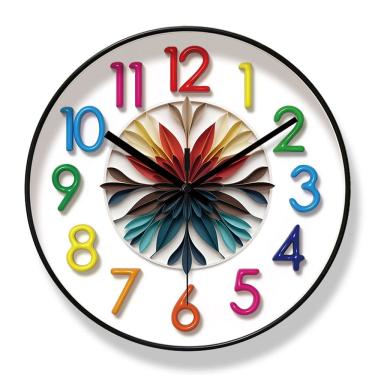 Imagem de Relógio de parede Creative Flower Design de 30 cm com números coloridos