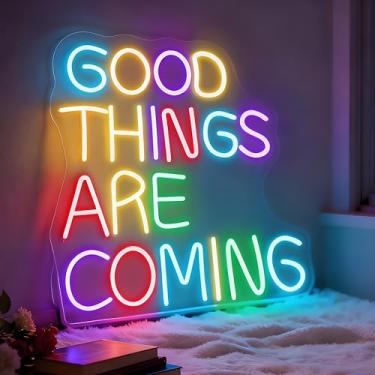 Imagem de Good Things Are Coming Neon Sign for Wall Decor Light Up Letters Business Led Sign Birthday Party Gifts Led Decorative Night Signs Room Decor Party Signs for Home Bar Bedroom Dorm