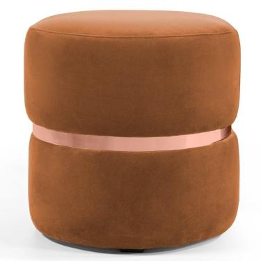 Imagem de Puff Decorativo Com Cinto Rosê Round C-262 Veludo Laranja - Domi
