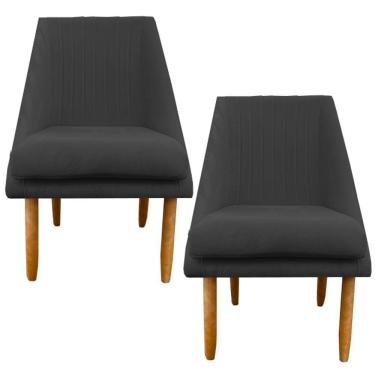 Imagem de Kit 02 Cadeiras Para Sala De Jantar Ana Pés Palito Suede Grafite D'classe Decor