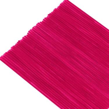 Imagem de TOAOB 100 peças de limpadores de cachimbo rosa choque hastes de chenille 6 mm x 12 polegadas de espessura material de artesanato difuso para projetos de arte, faça você mesmo, flores, animais