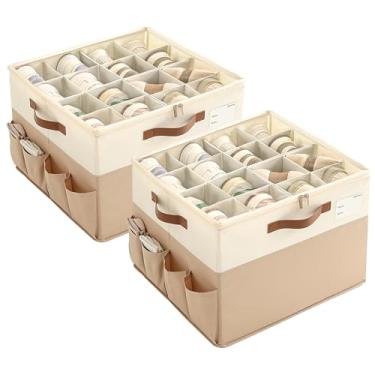 Imagem de Varhomax Caixa organizadora de sapatos dobrável, caixa de armazenamento de tecido com capa transparente e divisórias ajustáveis, comporta 16 a 32 pares de tênis e sandálias para armário, entrada