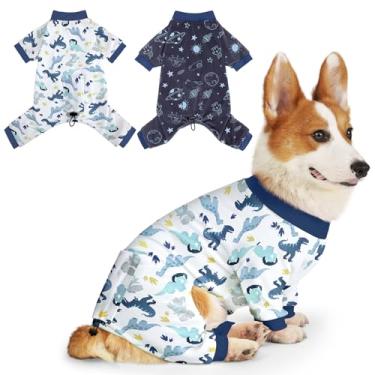 Imagem de Hedgeink Pacote com 2 pijamas para cães pequenos, roupas para cachorros, macacões para filhotes