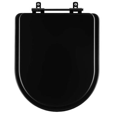 Imagem de Tampa De Vaso Poliéster Carrara Preto (ebano) Para Vaso Deca Com Ferragem Preta