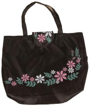 Imagem de Bolsa de compras dobrável de tecido Oxford, Preto, Simples