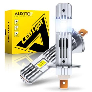 Imagem de AUXITO Lâmpada H1 - 6X Brilho 6500K Branco, Instalação Plug & Play, sem necessidade de adaptadores, 99% compatível com veículos, visão noturna aprimorada, pacote com 2