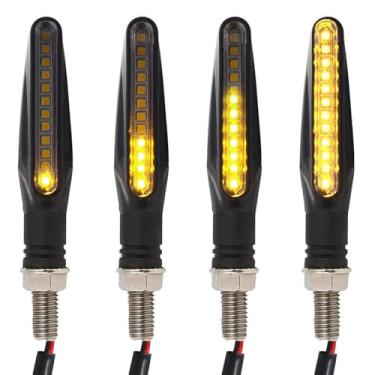 Imagem de Kardne 4 peças de seta de LED para motocicleta, indicador de pisca-pisca para motocicleta, lâmpada universal sequencial de fluxo âmbar, luz de seta de 12 V
