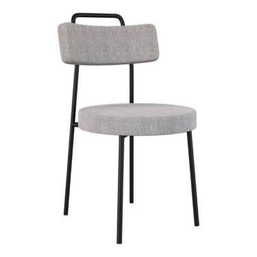 Imagem de Cadeira Sala De Jantar Kobe Estofada Com Encosto Linho Cinza - Abmaza