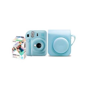 Imagem de Kit Câmera Analógica Fujifilm Instax Mini 12 Azul Mermaid com Bolsa e Pack com 10 Filmes