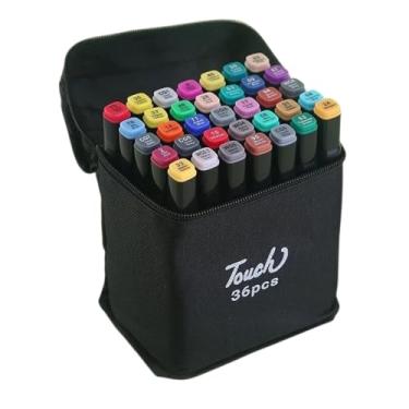 Imagem de Conjunto de 36 Canetas Marcadoras de Ponta Dupla, Multicolorido, Aquarela, Plástico, para Pintura e Desenho, 36 Peças Bobie Goods