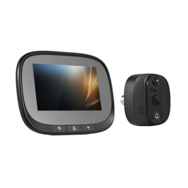 Imagem de Câmera de Campainha 2 4GHz WiFi Olho Boi APP Sem Fio Visão Noturna Detecção Movimento PIR Bateria Recarregável Integrada Visor para Casa