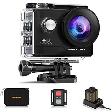 Imagem de Apexcam Action Camera 4K Sports Camera 20MP 40M 170°Wide-Angle WiFi Waterproof Underwater Camera with 2.4G Remote Control 2 Batteries 2.0'' LCD Ultra HD Camera with Mounting Accessories Kit