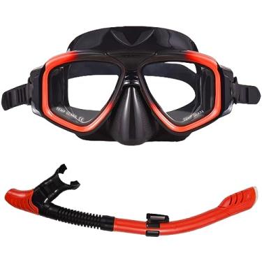 Imagem de Conjunto de snorkel para adultos com máscara natação anti-embaçamento e tubo teto seco snorkeling