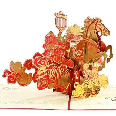 Imagem de GMEMNOV Cartões de Ano Novo Chinês 2026-3D Pop-Up Cartão Ano do Cavalo Festival de Primavera Decorações Presente para Família e Amigos Crianças
