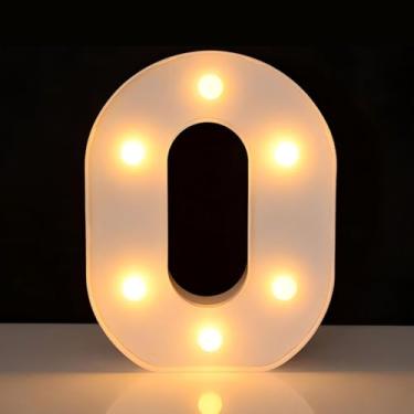 Imagem de Letreiro de LED com letra O, letreiro iluminado do alfabeto para decoração de casa, decorações de festa de casamento de aniversário - O branco
