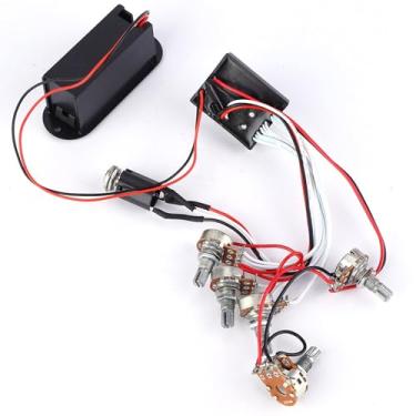 Imagem de LiebeWH Chicote de Circuito de Pré-amplificador de Equalizador de Guitarra Ativa de 3 Bandas, Captador de Equalizador de Baixo de Com Fácil Instalação para Baixistas Elétricos