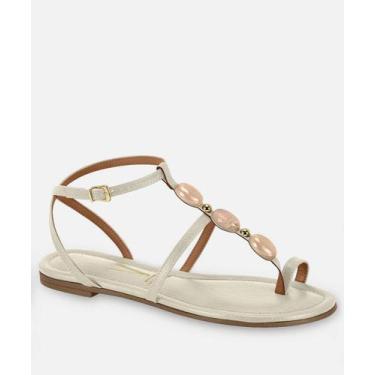 Imagem de Sandália Feminina Rasteira Pedras Sintéticas Vizzano B-11122, Branco, 