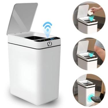 Imagem de Lixeira Inteligente 12L Automática Preta Sensor Sem Contato Vedação He