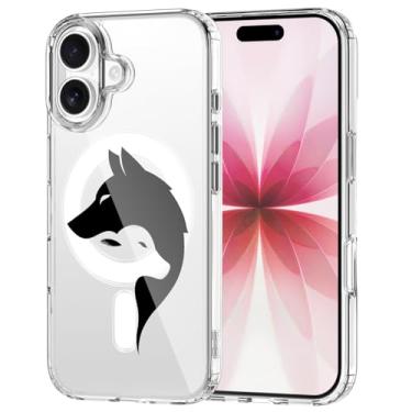 Imagem de OFQKOAKS Capa para iPhone 15 Pro Max, compatível com MagSafe, capa de telefone magnética de desenho animado de raposa fofa, macia e transparente para amantes