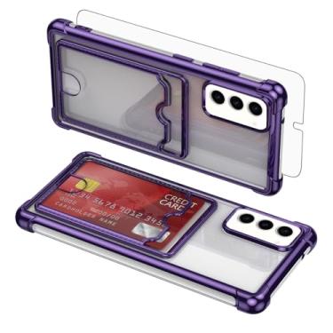 Imagem de Asuwish Capa de celular para Samsung Galaxy S23 FE 5G com protetor de tela de vidro temperado e resistente à prova de choque híbrido suporte de cartão rígido acessórios S 23 EF S23FE 23S feminino