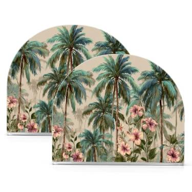 Imagem de Qilmy Porta-guardanapos acrílico para palmeiras tropicais, suporte de lenços de mesa independente, dispensador de papel de coquetel para cozinha, jantar, restaurante, bar, decoração, 2 unidades