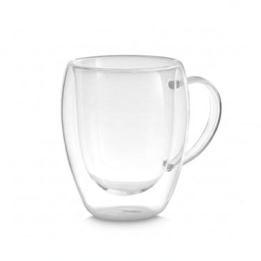 Imagem de Xícara Grande 350ml Parede Dupla Transparente Em Vidro Borossilicato