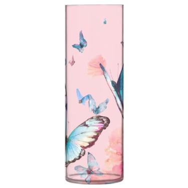 Imagem de JUZIHAI Vaso de flores e borboletas para flores 9,9 cm x 30 cm cilindro de plástico moderno vaso de flores para centro de mesa de casamento decoração de casa