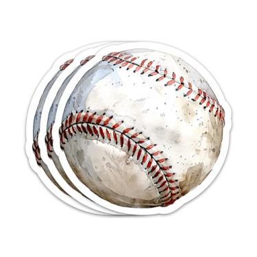Imagem de Adesivo de beisebol esportivo vintage 3 peças adesivo de jogador de beisebol aquarela esportes bola dia de jogo adesivos de vinil à prova d'água para laptop garrafa de água decalques de capacete