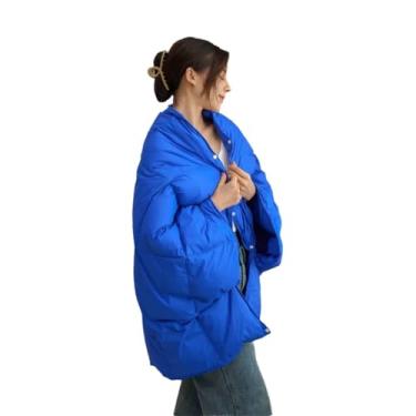 Imagem de JUSHZ Cobertor leve de plumas e mantas fofas femininas para cama cachecol adulto solteiro longo para sofá inverno xale multifuncional portátil para viagens ao ar livre quente (azul, 140 x 210 cm)