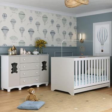 Imagem de Berço Americano 3 Em 1 Com Cômoda 2 Portas 4 Gavetas Ternura Multimóveis MP4730 Branco-off White