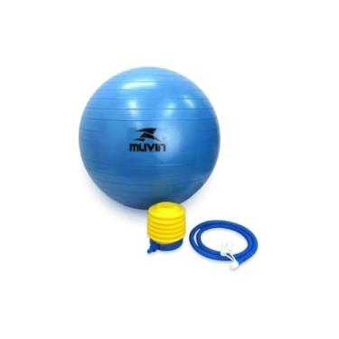 Imagem de Bola de Ginástica para Pilates, 75cm, Cinza Escuro, PVC Antiderrapante, Suporta 200kg, com Bomba de Ar, Sistema Antiestouro