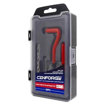 Imagem de CENFORGE Kit de reparo de rosca helicoil M6x1.0, kit de reparo de helicóptero de broca métrica HSS para rerosquear roscas internas com estojo de transporte, 30 peças