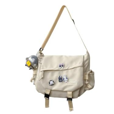 Imagem de Bolsa Transversal de Ombro Literária Versátil Lona Nylon com Insígnias Animais Fofos Capacidade Espaçosa e Prática para Itens Essenciais Diários Vida Universitária Passeios Casuais