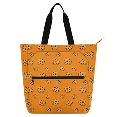 Imagem de Bolsa de ombro Oxford à prova d'água com estampa de biscoitos de chocolate e estampa laranja