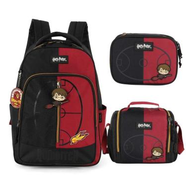 Imagem de Kit Mochila Escolar Lancheira Estojo Bolsa Harry Potter-Unissex