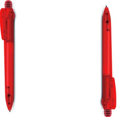 Imagem de Caneta Esferográfica Retrátil com Grip Antiderrapante, Escrita Azul, Plástico Translúcido, 10 Unidades, Design Executivo, Corpo Cilíndrico, para Escritório (Kit 2 Vermelho)