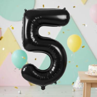 Imagem de 1 peça, balões digitais pretos de 81 cm, decoração de festa de aniversário, globos de aniversário, artigos de festa de balão, adereço de foto, arranjo de decoração de cena de aniversário de