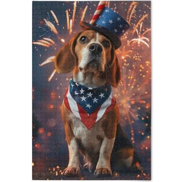 Imagem de Quebra-cabeça de cachorro Beagle bandeira americana 500 peças para adultos presentes para elefante branco jogo personalizado paisagem paisagem paisagem decoração de arte animal, 52 cm x 37,8 cm
